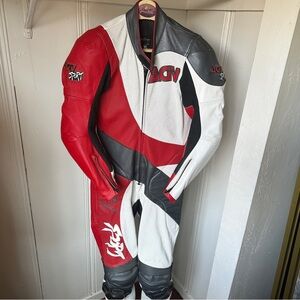 Women's/ small man/ Red, White, and Black Motorcycle Racing Suit
